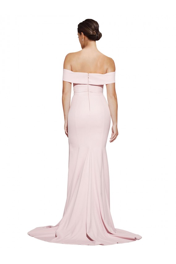 Sleeveless Square Neck Stretch Crepe Pink Sweep Train Formal Evening Gown / Prom Dress / Bridesmaid Dress Leicester