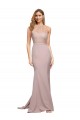 Sleeveless High Neck Stretch Crepe Dusty Pink Sweep Train Formal Evening Gown / Prom Dress / Bridesmaid Dress Leicester