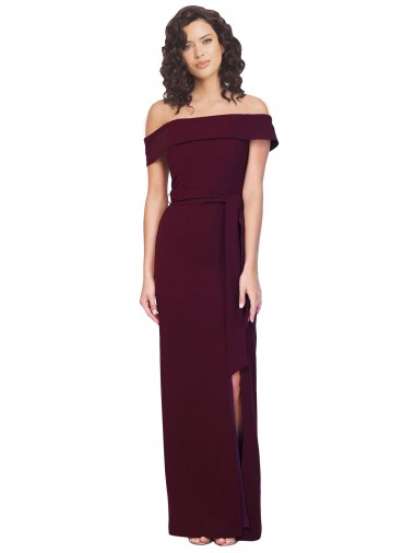 Sleeveless Square Neck Stretch Crepe Burgundy Gold Long Formal Evening Gown / Prom Dress / Bridesmaid Dress Leicester
