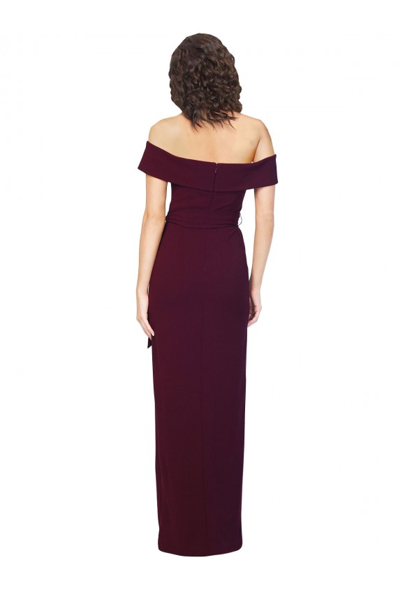 Sleeveless Square Neck Stretch Crepe Burgundy Gold Long Formal Evening Gown / Prom Dress / Bridesmaid Dress Leicester