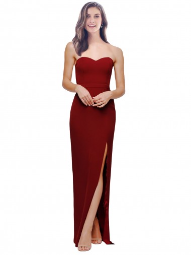 Sleeveless Sweetheart Stretch Crepe Burgundy Long Bridesmaid Dress / Evening Dress Leicester