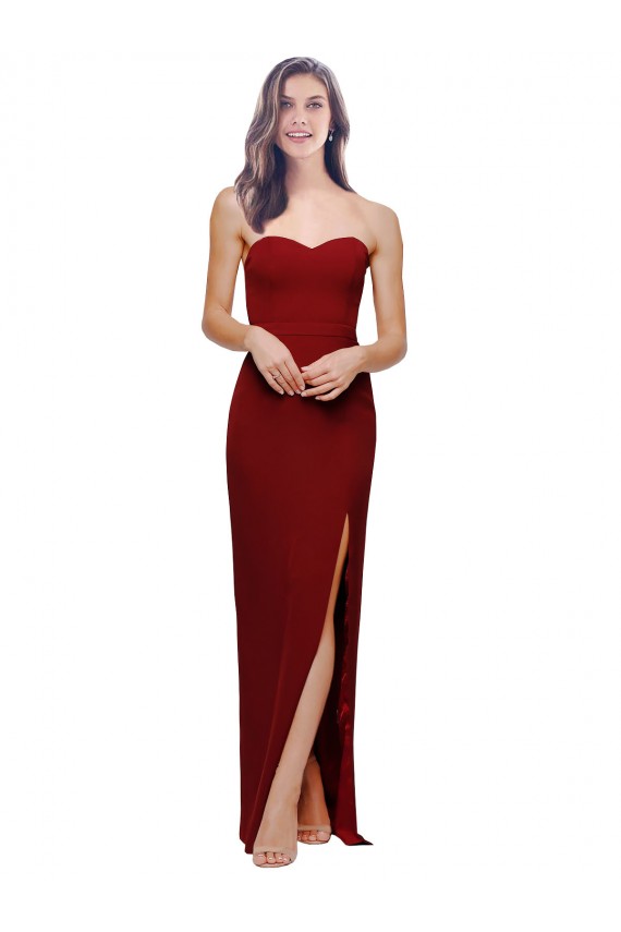 Sleeveless Sweetheart Stretch Crepe Burgundy Long Bridesmaid Dress / Evening Dress Leicester