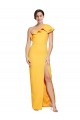 Sleeveless One Shoulder Stretch Crepe Saffron Long Formal Evening Gown / Prom Dress / Bridesmaid Dress Leicester