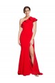Sleeveless One Shoulder Stretch Crepe Red Sweep Train Semi Formal Evening Dress / Prom Dress / Bridesmaid Dress Leicester