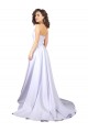 Sleeveless Sweetheart Stretch Crepe White Long Beach Wedding Dress Leicester