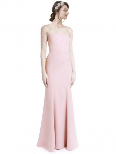 Sleeveless Square Neck Stretch Crepe Pink Long Prom Dress / Bridesmaid Dress Leicester