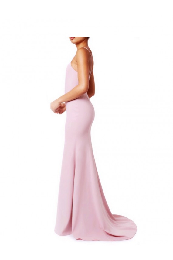 Sleeveless Square Neck Stretch Crepe Pink Long Prom Dress / Bridesmaid Dress Leicester