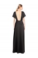 Cap Sleeves V-Neck Stretch Satin Black Long Bridesmaid Dress / Evening Dress Leicester