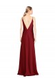 Sleeveless V-Neck Stretch Satin Burgundy Long Black Tie Evening Gown / Prom Dress / Bridesmaid Dress Leicester