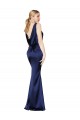 Sleeveless High Neck Stretch Satin Dark Navy Long Formal Evening Gown / Prom Dress / Bridesmaid Dress Leicester