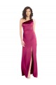 Sleeveless One Shoulder Stretch Satin Fuchsia Long Formal Evening Gown / Prom Dress / Bridesmaid Dress Leicester