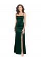 Sleeveless Scoop Neck Stretch Satin Hunter Long Formal Evening Gown / Prom Dress / Bridesmaid Dress Leicester