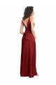 Sleeveless V-Neck Stretch Satin Burgundy Long Formal Dress / Bridesmaid Dress Leicester
