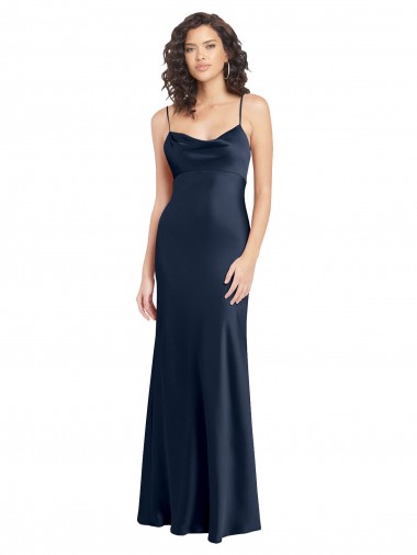 Sleeveless Cowl Neck Stretch Satin Dark Navy Long Black Tie Evening Gown / Prom Dress / Bridesmaid Dress Leicester
