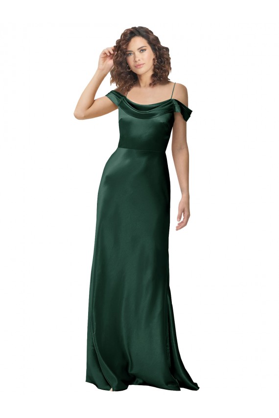 Sleeveless Spaghetti Straps Stretch Satin Hunter Long Formal Evening Gown / Prom Dress / Bridesmaid Dress Leicester