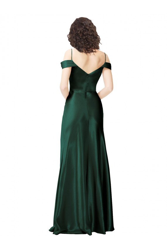 Sleeveless Spaghetti Straps Stretch Satin Hunter Long Formal Evening Gown / Prom Dress / Bridesmaid Dress Leicester
