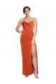 Sleeveless Cowl Neck Stretch Satin Rust Sweep Train Formal Evening Gown / Prom Dress / Bridesmaid Dress Leicester