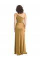 Sleeveless One Shoulder Stretch Satin Gold Long Formal Evening Gown / Prom Dress / Bridesmaid Dress Leicester