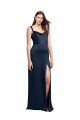 Sleeveless Cowl Neck Stretch Satin Dark Navy Long Formal Evening Gown / Prom Dress / Bridesmaid Dress Leicester