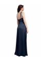 Sleeveless Cowl Neck Stretch Satin Dark Navy Long Formal Evening Gown / Prom Dress / Bridesmaid Dress Leicester