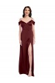 Sleeveless V-Neck Stretch Satin Burgundy Gold Long Formal Dress / Bridesmaid Dress Leicester