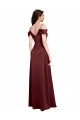 Sleeveless V-Neck Stretch Satin Burgundy Gold Long Formal Dress / Bridesmaid Dress Leicester