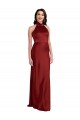 Sleeveless Halter Neck Stretch Satin Burgundy Long Black Tie Evening Gown / Prom Dress / Bridesmaid Dress Leicester