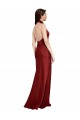 Sleeveless Halter Neck Stretch Satin Burgundy Long Black Tie Evening Gown / Prom Dress / Bridesmaid Dress Leicester
