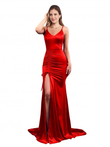 Sleeveless Sweetheart Stretch Satin Red Long Evening Dress / Bridesmaid Dress Leicester
