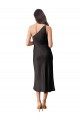 Sleeveless One Shoulder Stretch Satin Black Midi Length Black Tie Evening Dress / Prom Dress / Bridesmaid Dress Leicester