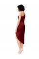 Sleeveless One Shoulder Stretch Satin Burgundy Midi Length Black Tie Evening Gown / Prom Dress / Bridesmaid Dress Leicester