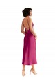 Sleeveless V-Neck Stretch Satin Fuchsia Midi Length Formal Evening Gown / Prom Dress / Bridesmaid Dress Leicester