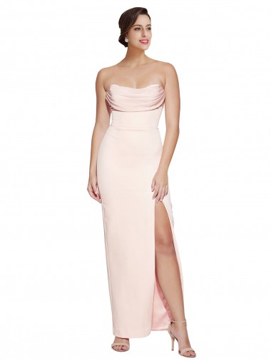 Sleeveless Cowl Neck Stretch Satin Long Formal Evening Gown / Prom Dress / Bridesmaid Dress Leicester