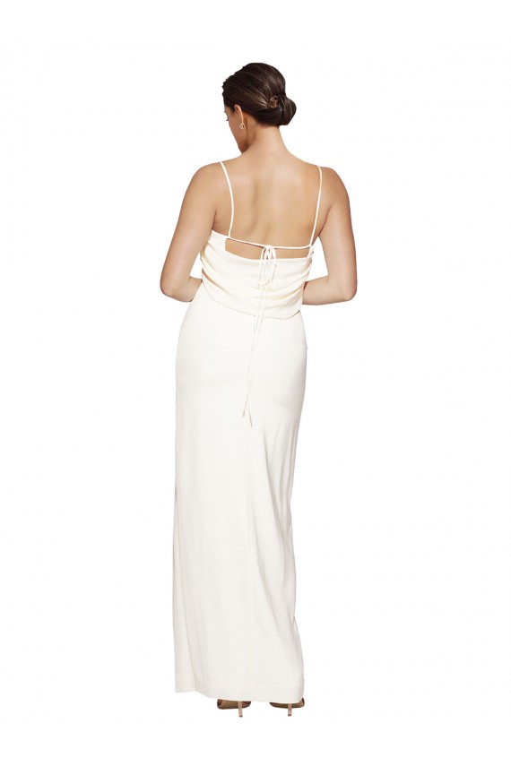 Sleeveless High Neck Stretch Satin Ivory Long Formal Evening Gown / Prom Dress / Bridesmaid Dress Leicester