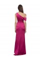 Sleeveless One Shoulder Stretch Satin Fuchsia Long Bridesmaid Dress / Evening Dress Leicester