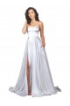 Sleeveless Spaghetti Straps Stretch Satin White Long Beach Wedding Dress Leicester