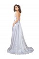 Sleeveless Spaghetti Straps Stretch Satin White Long Beach Wedding Dress Leicester
