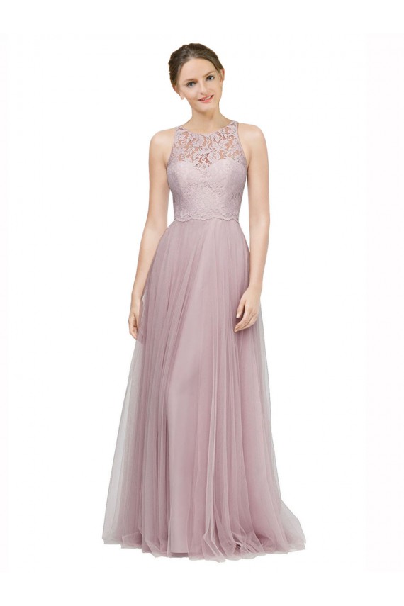 Sleeveless Sweetheart Tulle & Lace Light Lilac Long Bridesmaid Dress Leicester
