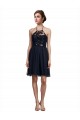 Sleeveless Halter Neck Tulle Black Knee Length Bridesmaid Gown Leicester
