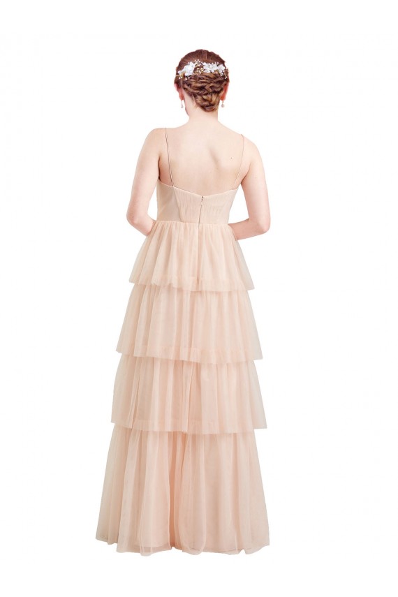 Sleeveless V-Neck Tulle Pink Long Semi Formal Evening Dress / Bridesmaid Dress Leicester