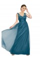 Sleeveless V-Neck Tulle Teal Green Long Bridesmaid Dress Leicester