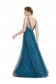 Sleeveless V-Neck Tulle Teal Green Long Bridesmaid Dress Leicester