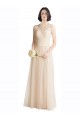 Sleeveless Illusion Neck Tulle & Lace Ivory Long Bridesmaid Dress Leicester