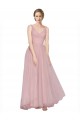 Sleeveless V-Neck Tulle Pink Long Bridesmaid Dress Leicester