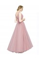Sleeveless V-Neck Tulle Pink Long Bridesmaid Dress Leicester