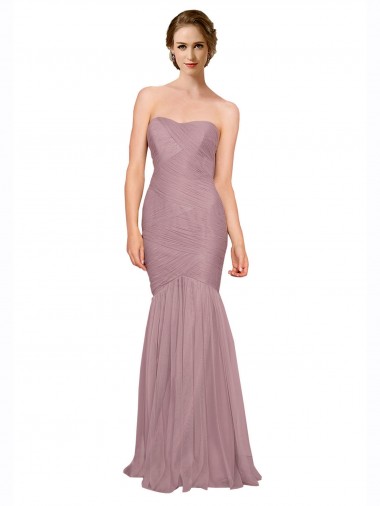 Sleeveless Strapless Tulle Mermaid Long Bridesmaid Dress Leicester
