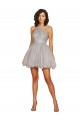 Sleeveless Halter Neck Tulle Silver Short Bridesmaid Dress Leicester