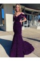Sleeveless V-Neck Velvet Sequin Plum Purple Court Train Prom Dress / Evening Dress Leicester