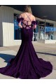 Sleeveless V-Neck Velvet Sequin Plum Purple Court Train Prom Dress / Evening Dress Leicester