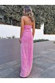 Sleeveless Halter Neck Velvet Sequin Shown Color Long Prom Dress Leicester